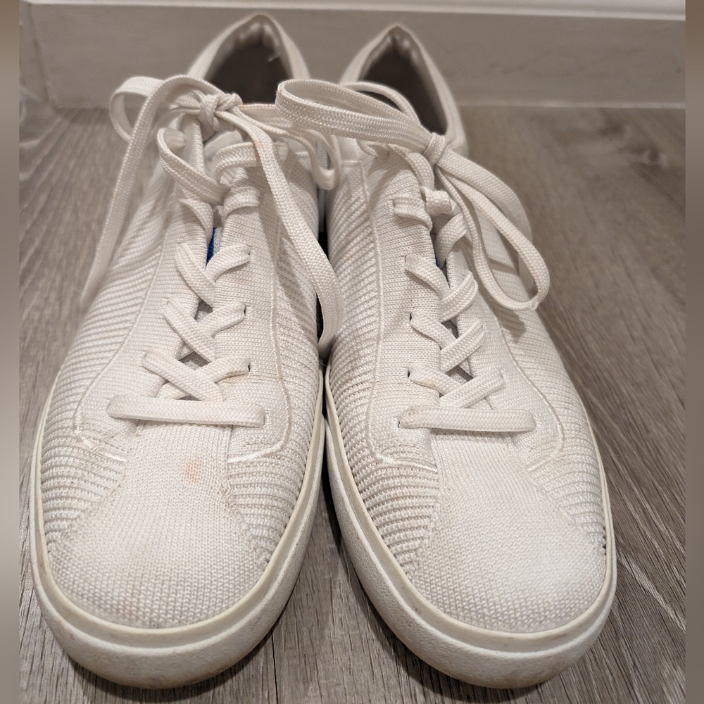 Rothy's Mens RS01 Sneakers Size 10 White Textile Low Top Lace Up Casual Shoes